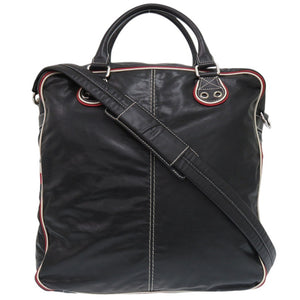 美品 グッチ 2WAY 194458 レザー ブラック ショルダーバッグ 黒 0416【中古】GUCCI