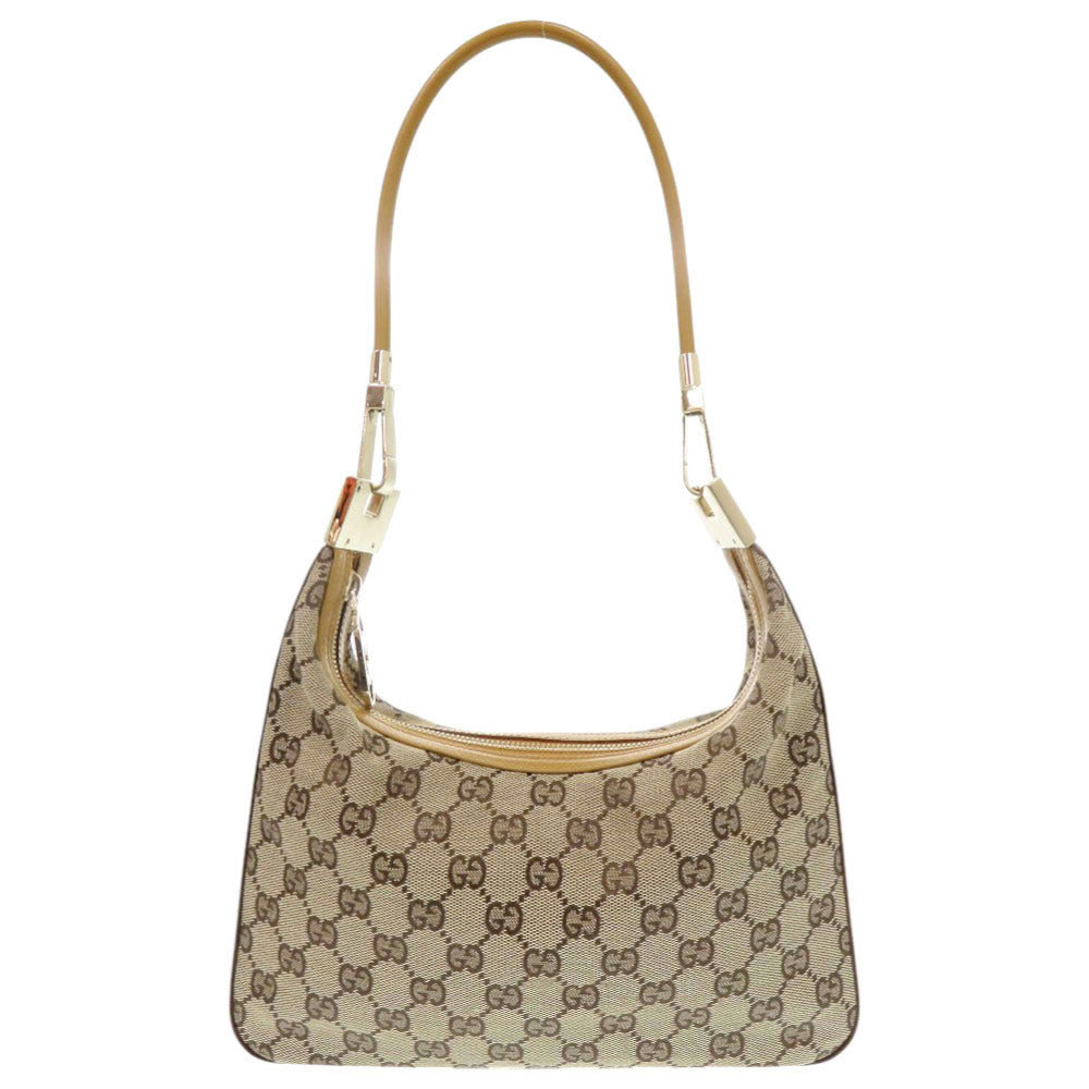 新品同様 グッチ 001 3812 GGキャンバス レザー ベージュ キャメル ワンショルダーバッグ ショルダーバッグ 0427【中古】GUCCI