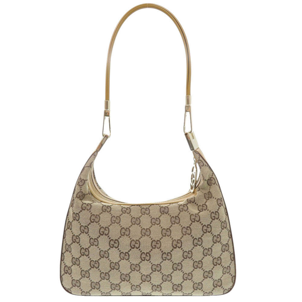 新品同様 グッチ 001 3812 GGキャンバス レザー ベージュ キャメル ワンショルダーバッグ ショルダーバッグ 0427【中古】GUCCI