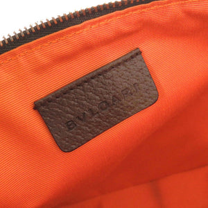 美品 ブルガリ ロゴマニア キャンバス レザー ブラウン アクセサリーポーチ ショルダーバッグ 0428【中古】BVLGARI