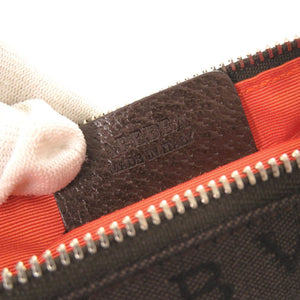 美品 ブルガリ ロゴマニア キャンバス レザー ブラウン アクセサリーポーチ ショルダーバッグ 0428【中古】BVLGARI