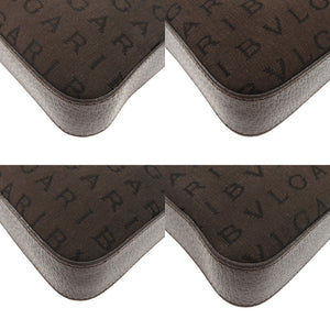 美品 ブルガリ ロゴマニア キャンバス レザー ブラウン アクセサリーポーチ ショルダーバッグ 0428【中古】BVLGARI