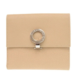 新品同様 ブルガリ 23273 ブルガリブルガリ ロゴクリップ コンパクトウォレット レザー ベージュ 三つ折り財布 0431【中古】BVLGARI