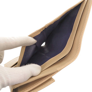 新品同様 ブルガリ 23273 ブルガリブルガリ ロゴクリップ コンパクトウォレット レザー ベージュ 三つ折り財布 0431【中古】BVLGARI