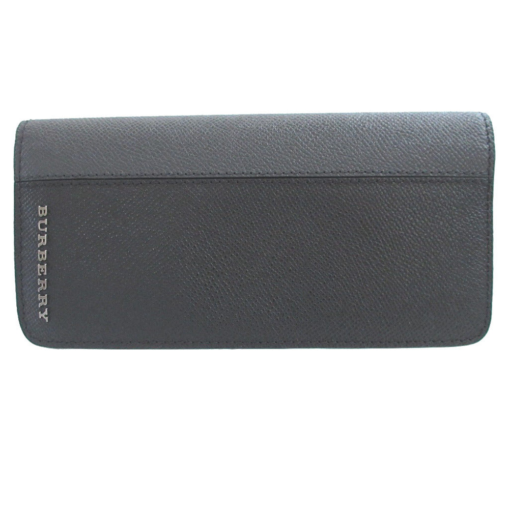 新品同様 バーバリー レザー ブラック 黒 メンズ 2つ折り長財布 財布 0432【中古】BURBERRY