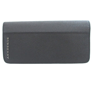 新品同様 バーバリー レザー ブラック 黒 メンズ 2つ折り長財布 財布 0432【中古】BURBERRY