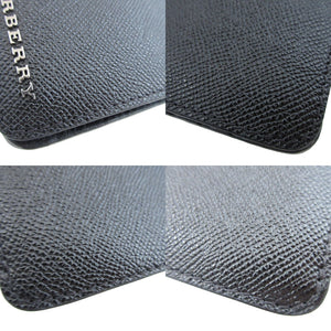 新品同様 バーバリー レザー ブラック 黒 メンズ 2つ折り長財布 財布 0432【中古】BURBERRY