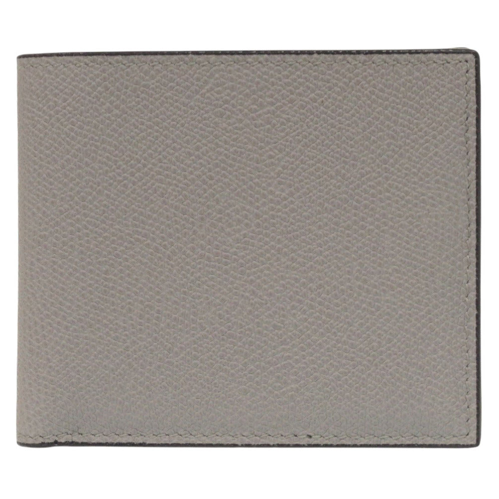 新品同様 ヴァレクストラ レザー グレー 二つ折り財布 0437【中古】Valextra