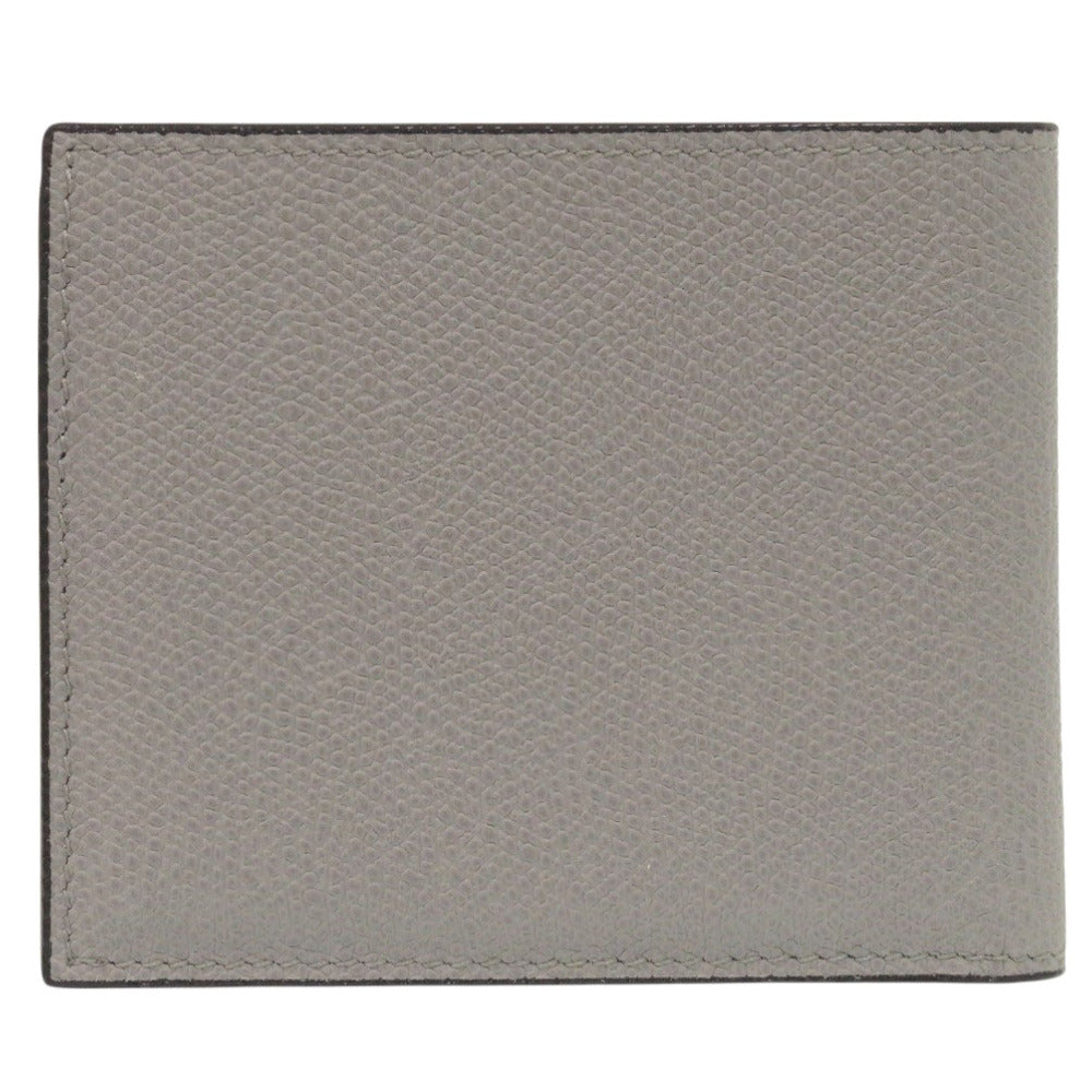 新品同様 ヴァレクストラ レザー グレー 二つ折り財布 0437【中古】Valextra