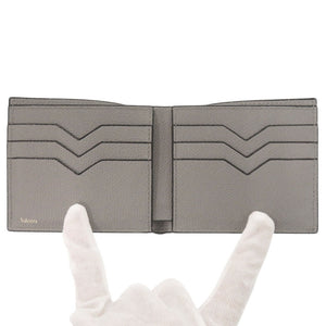新品同様 ヴァレクストラ レザー グレー 二つ折り財布 0437【中古】Valextra