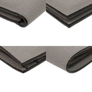 新品同様 ヴァレクストラ レザー グレー 二つ折り財布 0437【中古】Valextra