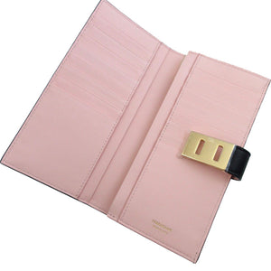 新品同様 サルヴァトーレ フェラガモ ガンチーニ レザー ブラック 黒 ピンク 2つ折り長財布 財布 0438【中古】Salvatore