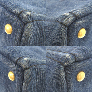 プラダ カナパ デニム ブルー 2WAY ショルダーバッグ トートバッグ ハンドバッグ 0440【中古】PRADA