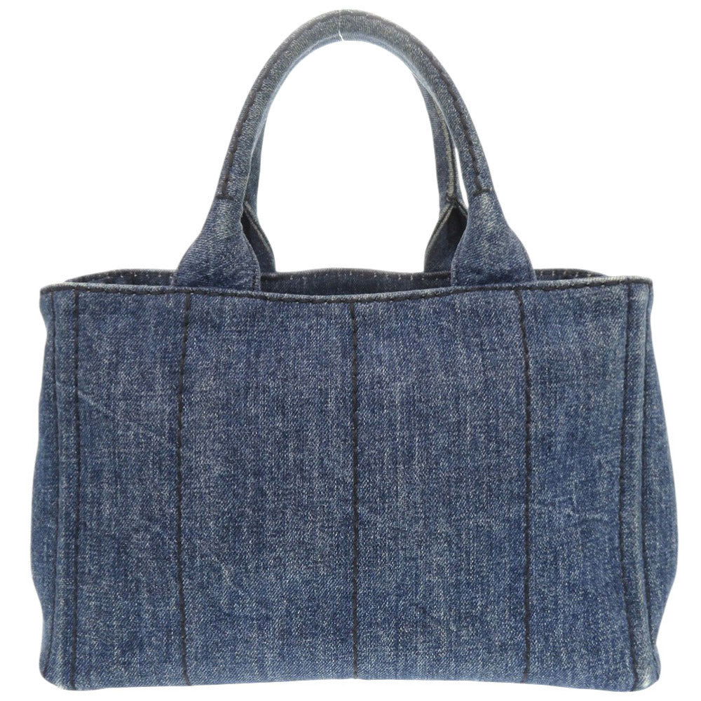 プラダ カナパ デニム ブルー 2WAY ショルダーバッグ トートバッグ ハンドバッグ 0440【中古】PRADA