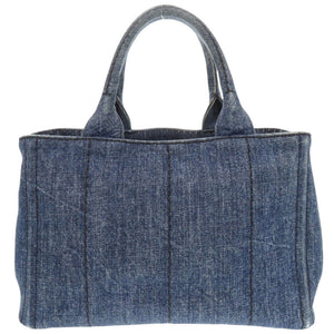 プラダ カナパ デニム ブルー 2WAY ショルダーバッグ トートバッグ ハンドバッグ 0440【中古】PRADA