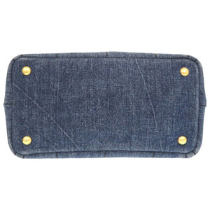 プラダ カナパ デニム ブルー 2WAY ショルダーバッグ トートバッグ ハンドバッグ 0440【中古】PRADA