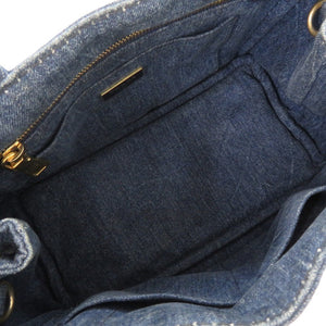 プラダ カナパ デニム ブルー 2WAY ショルダーバッグ トートバッグ ハンドバッグ 0440【中古】PRADA