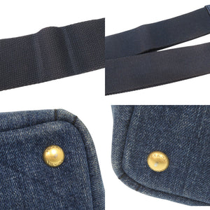 プラダ カナパ デニム ブルー 2WAY ショルダーバッグ トートバッグ ハンドバッグ 0440【中古】PRADA