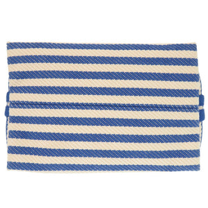 美品 エルメス ストライプ コットン アイボリー ブルー ポーチ 0453【中古】HERMES