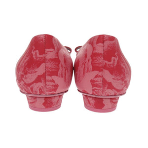 未使用 サルヴァトーレフェラガモ VIVA フラットシューズ ハイビスカス ラムスキン ピンク パンプス 0454【中古】Salvatore Ferragamo