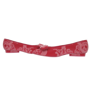 未使用 サルヴァトーレフェラガモ VIVA フラットシューズ ハイビスカス ラムスキン ピンク パンプス 0454【中古】Salvatore Ferragamo