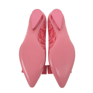 未使用 サルヴァトーレフェラガモ VIVA フラットシューズ ハイビスカス ラムスキン ピンク パンプス 0454【中古】Salvatore Ferragamo