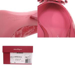 未使用 サルヴァトーレフェラガモ VIVA フラットシューズ ハイビスカス ラムスキン ピンク パンプス 0454【中古】Salvatore Ferragamo