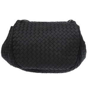 美品 ボッテガ ヴェネタ イントレチャート レザー ブラック シルバー金具 ショルダーバッグ 0458【中古】BOTTEGAVENETA