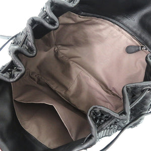 美品 ボッテガ ヴェネタ イントレチャート レザー ブラック シルバー金具 ショルダーバッグ 0458【中古】BOTTEGAVENETA