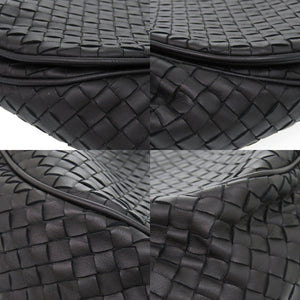 美品 ボッテガ ヴェネタ イントレチャート レザー ブラック シルバー金具 ショルダーバッグ 0458【中古】BOTTEGAVENETA