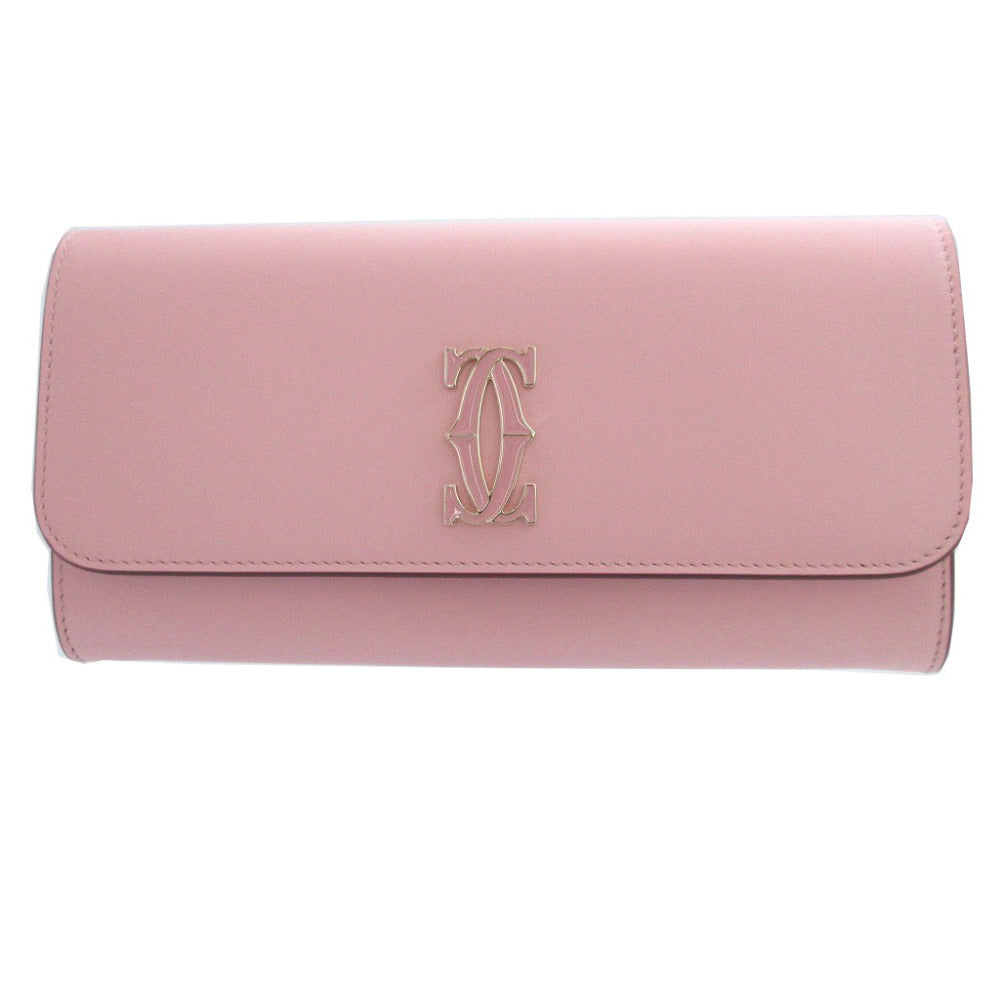 新品同様 カルティエ ドゥーブルCドゥカルティエ L3001996 レザー ピンク 2つ折り長財布 財布 0461【中古】Cartier