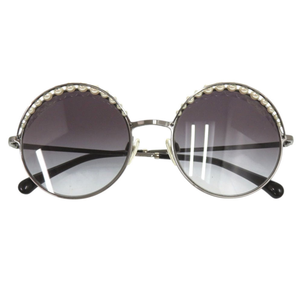 美品 シャネル ココマーク 4234‐H メタル フェイクパール ブラック サングラス 0464【中古】CHANEL