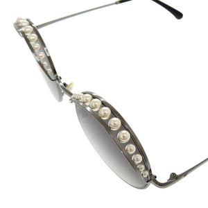 美品 シャネル ココマーク 4234‐H メタル フェイクパール ブラック サングラス 0464【中古】CHANEL