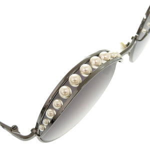 美品 シャネル ココマーク 4234‐H メタル フェイクパール ブラック サングラス 0464【中古】CHANEL