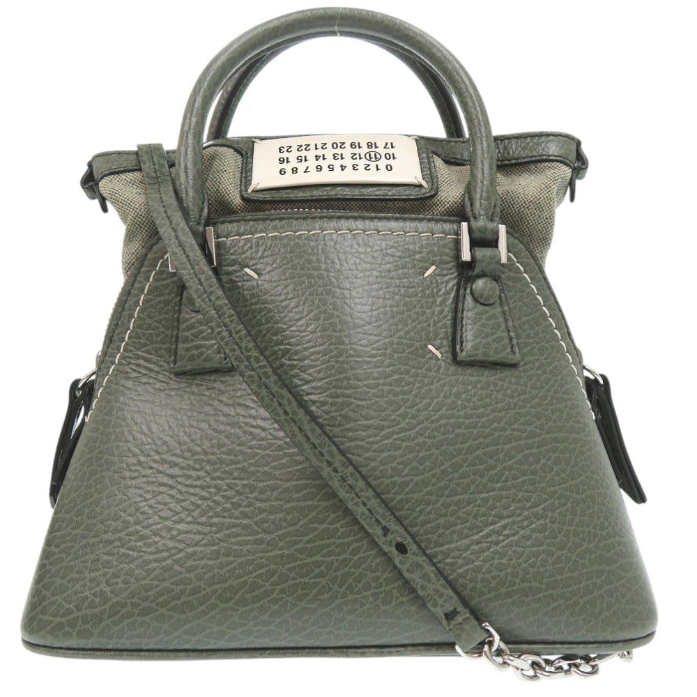 美品 メゾン マルジェラ 2WAY 5AC マイクロ ショルダーバッグ レザー グリーン 0466【中古】Maison Margiela