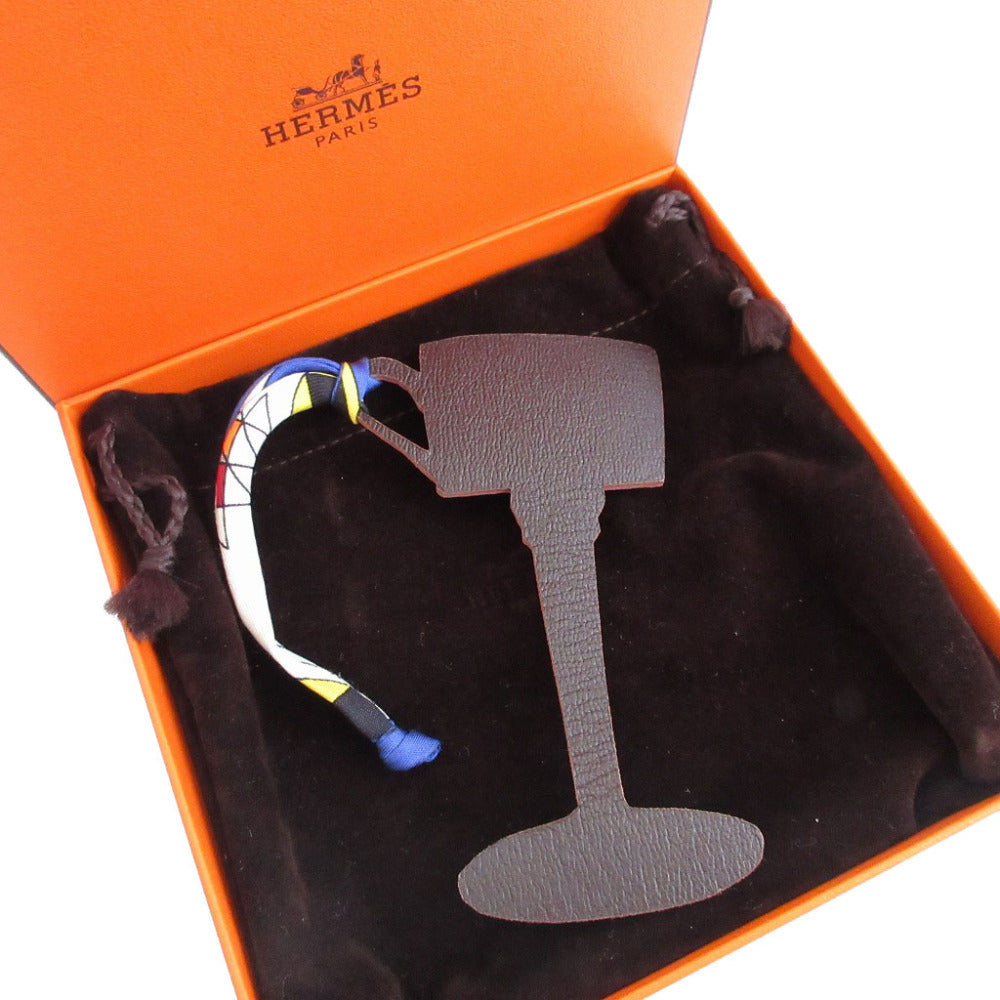 新品同様 エルメス プティアッシュ レザー ブラウン 茶 ピンク バッグチャーム キーホルダー 0467【中古】HERMES