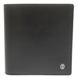 美品 カルティエ パシャ L3000137 レザー ブラック 二つ折り財布 黒 0468【中古】CARTIER メンズ