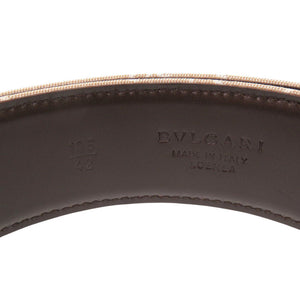 新品同様 ブルガリ ロゴマニア ブルガリブルガリ キャンバス レザー ベージュ ブラウン ベルト 0469【中古】BVLGARI