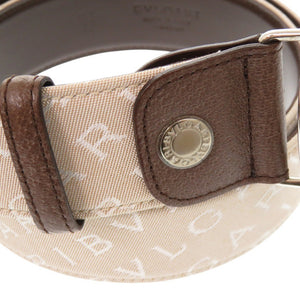 新品同様 ブルガリ ロゴマニア ブルガリブルガリ キャンバス レザー ベージュ ブラウン ベルト 0469【中古】BVLGARI