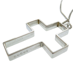 美品 グッチ オープンクロス ネックレス 925 十字架 ロザリオ ネックレス シルバー925 シルバー 0470【中古】GUCCI