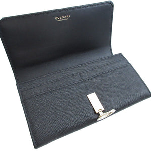 新品同様 ブルガリ ブルガリブルガリ レザー ブラック 黒 2つ折り長財布 財布 0471【中古】BVLGARI