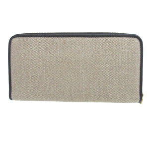 美品 ロエベ アマソナ キャンバス レザー ベージュ ブラック 黒 ラウンドファスナー長財布 財布 0472【中古】LOEWE