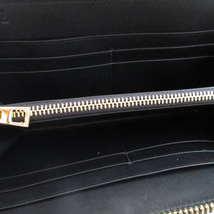 美品 ロエベ アマソナ キャンバス レザー ベージュ ブラック 黒 ラウンドファスナー長財布 財布 0472【中古】LOEWE
