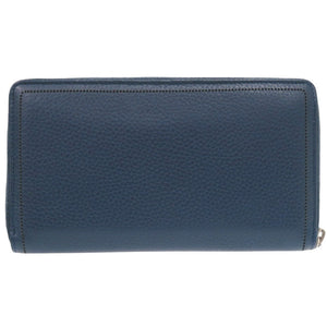 美品 バレンシアガ ラウンドファスナー 443521 カーフレザー ブルー 長財布 0474【中古】BALENCIAGA