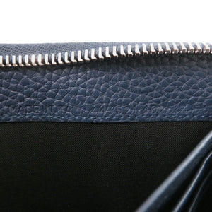 美品 バレンシアガ ラウンドファスナー 443521 カーフレザー ブルー 長財布 0474【中古】BALENCIAGA