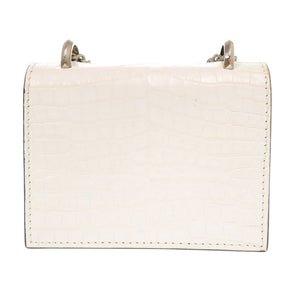 新品同様 ジミーチュウ ミニパリス クロコ型押しレザー ホワイト チェーンショルダーバッグ ショルダーバッグ 0475【中古】JIMMY CHOO