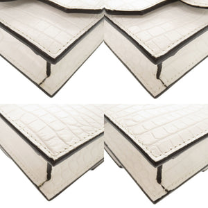 新品同様 ジミーチュウ ミニパリス クロコ型押しレザー ホワイト チェーンショルダーバッグ ショルダーバッグ 0475【中古】JIMMY CHOO