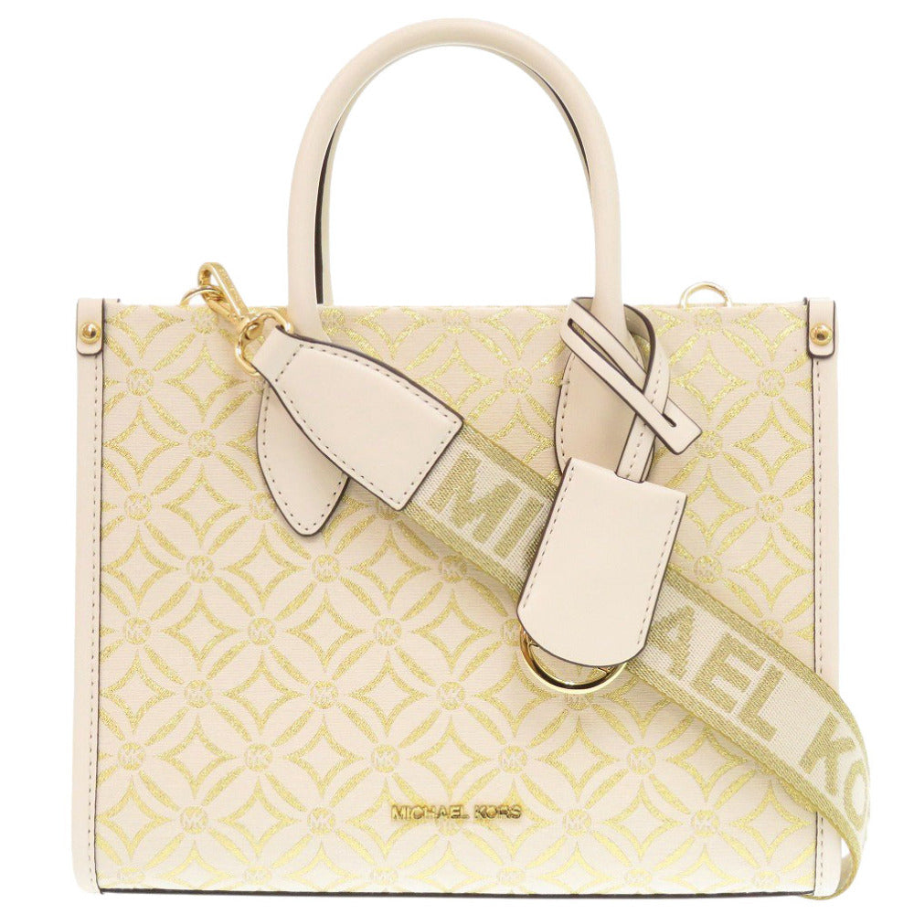 未使用 マイケルコース 2WAY ミレラ メタリックジャガード クリーム ハンドバッグ 0485【中古】Michael Kors