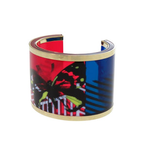 クリスチャンディオール D-Jungle Pop スケルトン 蝶 バングル プラスチック レッド ブレスレット 0486【中古】Christian Dior