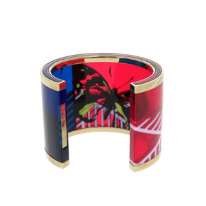 クリスチャンディオール D-Jungle Pop スケルトン 蝶 バングル プラスチック レッド ブレスレット 0486【中古】Christian Dior